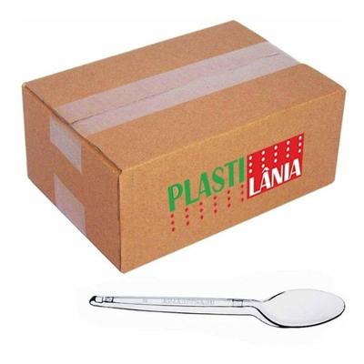 Colher Plástica Plastilânia Cristal Transparente para Festas e Doces Higipack 1000 Unidades
