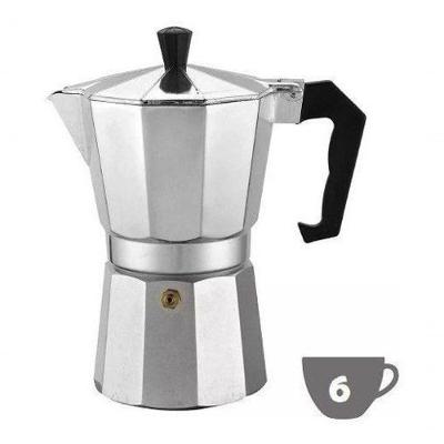 Cafeteira Italiana em Alumínio Polido para Preparo de Café 6 Xícaras Prata 300ML