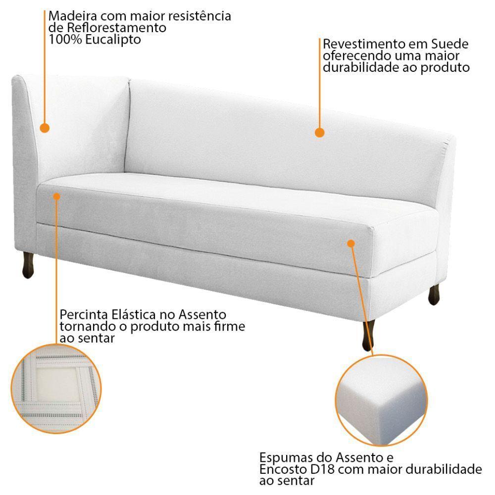 Kit Diva Recamier Heitor 140Cm Lado Esquerdo E 02 Poltronas Luiza Suede - Doce Sonho Móveis Branco - 3