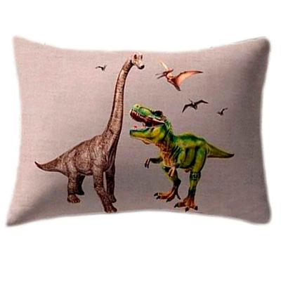 Fronha Malha Estampa Localizada Jurassic 48CMx68CM para Travesseiro em 100% Algodão Branco