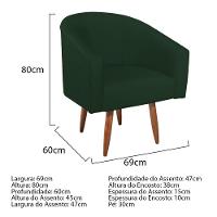 Kit Diva Recamier Heitor 140Cm Lado Direito E 02 Poltronas Luiza Suede - Doce Sonho Móveis Verde - 3