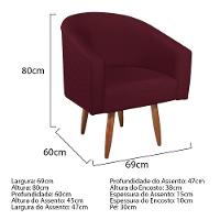 Kit Diva Recamier Heitor 140Cm Lado Esquerdo E 02 Poltronas Luiza Suede - Doce Sonho Móveis Bordô - 5