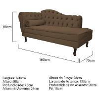 Kit Diva Recamier Diana 160Cm Lado Direito E 02 Poltronas Julia Suede - Doce Sonho Móveis Marrom - 3