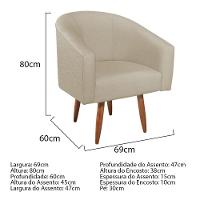 Kit Diva Recamier Heitor 140Cm Lado Esquerdo E 02 Poltronas Luiza Suede - Doce Sonho Móveis Bege - 3