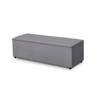 Baú Recamier Firenze Estofado com Amplo Espaço Interno em Tecido Veludo Cinza TB Ecommerce