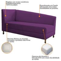 Kit Diva Recamier Heitor 140Cm Lado Direito E 02 Poltronas Luiza Suede - Doce Sonho Móveis Roxo - 3