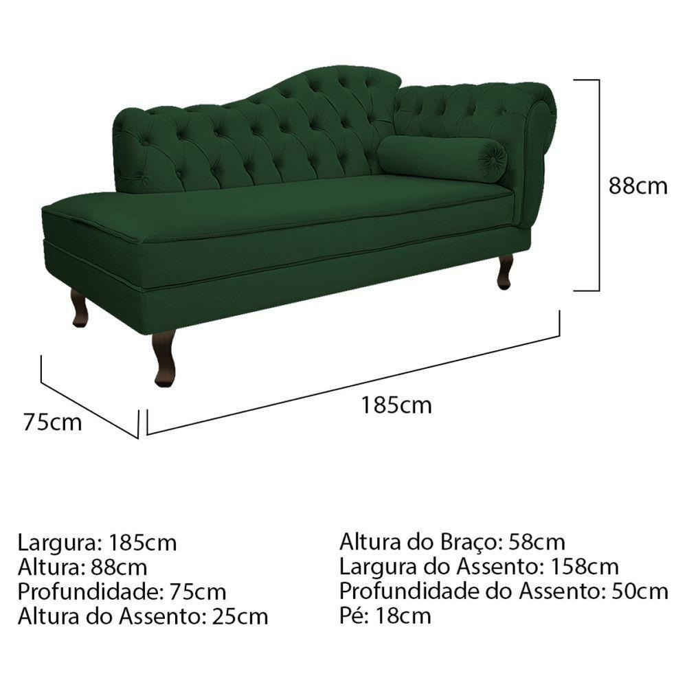 Kit Diva Recamier Diana 185Cm Lado Esquerdo E 02 Poltronas Julia Suede - Doce Sonho Móveis Verde - 5