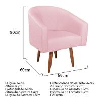 Kit Diva Recamier Heitor 140Cm Lado Direito E 02 Poltronas Luiza Suede - Doce Sonho Móveis Rosa Bebê
