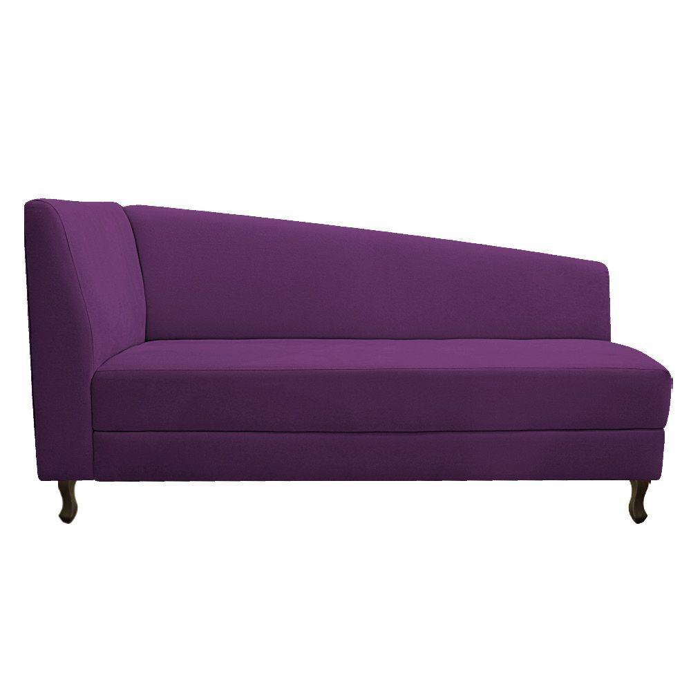 Kit Diva Recamier Heitor 140Cm Lado Esquerdo E 02 Poltronas Luiza Suede - Doce Sonho Móveis Roxo - 7