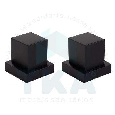 Kit 2 Acabamento para Registro Quadrado Black Matte Metal Luxo Padrão Deca Preto OEM
