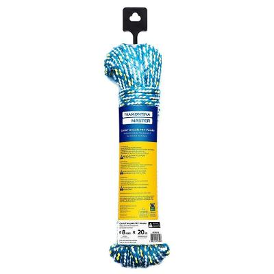 Corda Trançada Pet Meada 8 mm X 20 m Alta Resistência 381 e 4 Kgf Azul Tramontina