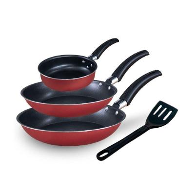 Conjunto de Frigideira 3 Peças Antiaderente Teflon Global em Alumínio Vermelho 18 22 e 14 cm