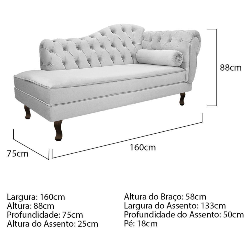 Kit Diva Recamier Diana 160Cm Lado Esquerdo E 02 Poltronas Julia Corano - Doce Sonho Móveis Branco - 3