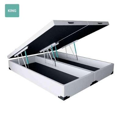 Cama Box com Baú King Bipartido Suede Branca 193x203 Estrutura em Madeira Branco