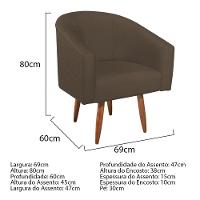 Kit Diva Recamier Heitor 140Cm Lado Esquerdo E 02 Poltronas Luiza Suede - Doce Sonho Móveis Marrom - 3