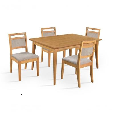 Conjunto de Jantar California 4 Lugares Tampo MDF Rustic 120cm com Cadeiras Estofadas