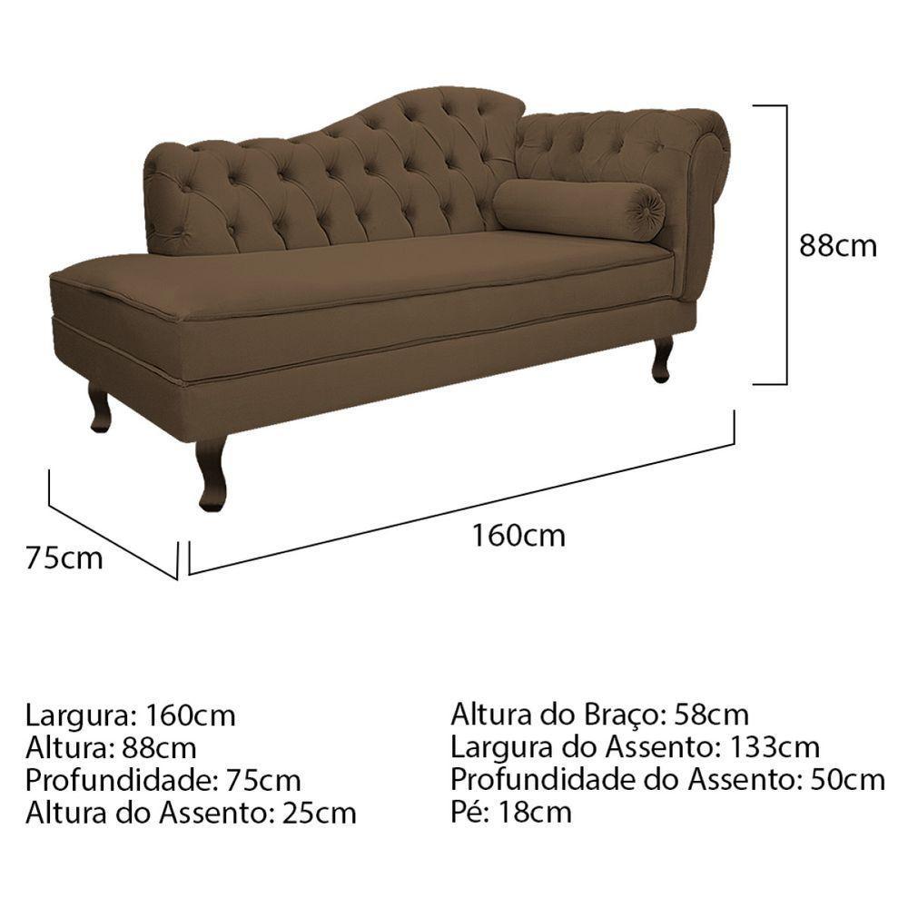 Kit Diva Recamier Diana 160Cm Lado Esquerdo E 02 Poltronas Julia Suede - Doce Sonho Móveis Marrom - 3