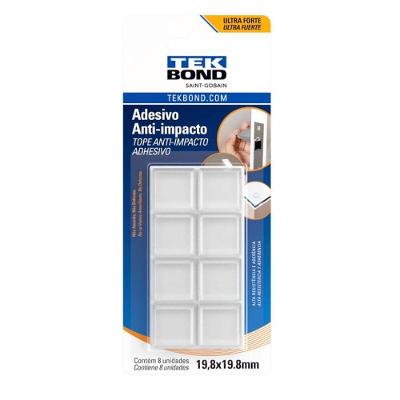 Adesivo anti-impacto Tekbond 23601019800 para Portas Gavetas e Móveis 08 un 19X19MM Transparente