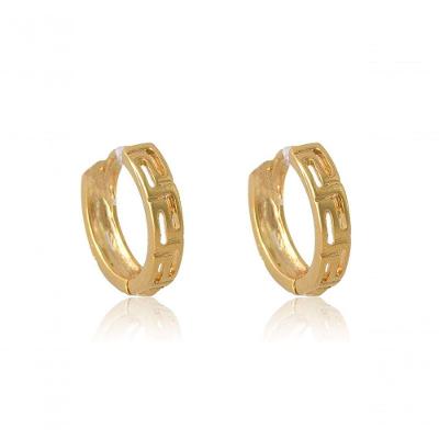 Brinco Argolinha Trabalhada Com Vazado Banhado Em Ouro 18k [f027]