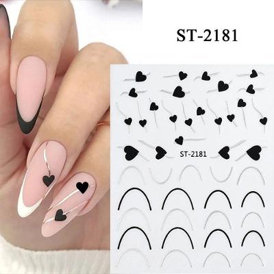 Adesivo de Unhas ST-21 3D para Nail Art Linha Francesa Gradiente Azul Rosa Roxo Verde OEM