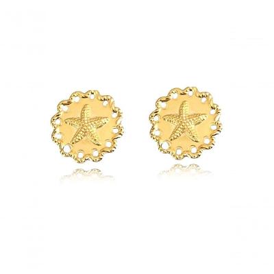 Brinco Estrela Do Mar Trabalhado Banhado Em Ouro 18k [f027]