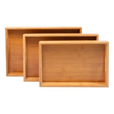 Conjunto de Bandejas Organizadoras Conjunto 3 Bandejas Retangulares Bambu para Organização