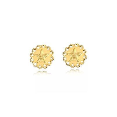 Brinco Floratta Joias Estrela do Mar Trabalhado Folheado em Ouro 18K Dourado Feminino
