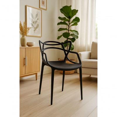 Cadeira Allegra Estrutura em Plástico Assento Ergonômico para Sala de Jantar e Home Office Preta