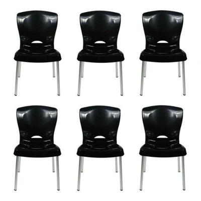 Cadeira 6 Cadeiras Plástico com Pés em Alumínio Encosto Ergonômico 140 kg Estrutura Fixa Assento