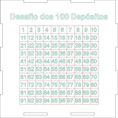 Cofre Desafios dos 100 Depósitos 1mil 5 Mil 10 Mil para Metas Financeiras Branco OEM