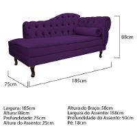 Kit Diva Recamier Diana 185Cm Lado Esquerdo E 02 Poltronas Julia Suede - Doce Sonho Móveis Roxo - 2