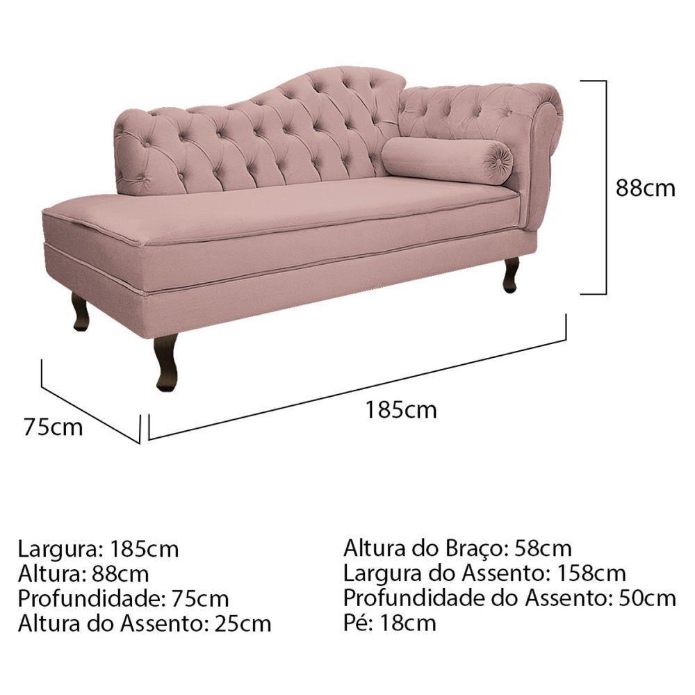 Kit Diva Recamier Diana 185Cm Lado Esquerdo E 02 Poltronas Julia Linho - Doce Sonho Móveis Rosê - 5