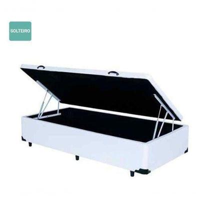 Cama Box com Baú Solteiro 88x188 Estrutura em Madeira com Sistema de Pistões a Gás Branco