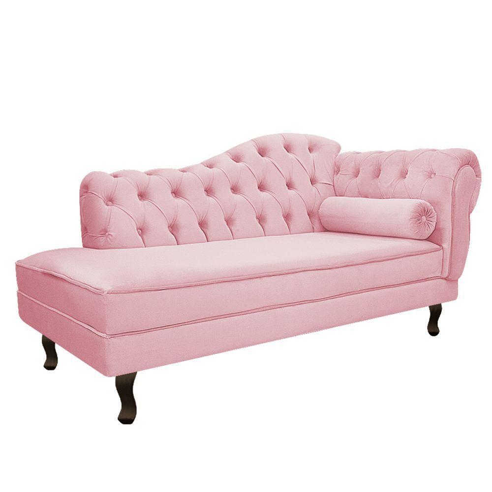 Kit Diva Recamier Diana 185Cm Lado Esquerdo E 02 Poltronas Julia Suede - Doce Sonho Móveis Rosa Bebê - 3