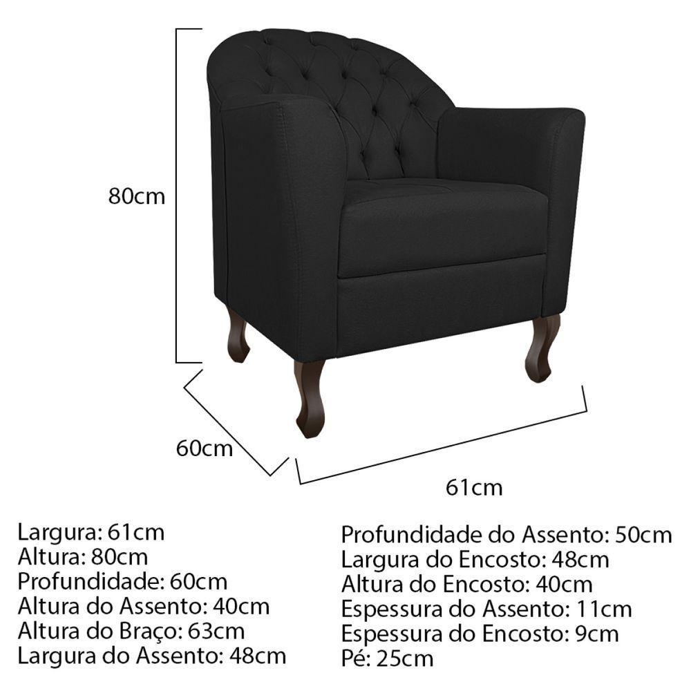 Kit Diva Recamier Diana 185Cm Lado Esquerdo E 02 Poltronas Julia Corano - Doce Sonho Móveis Preto - 4