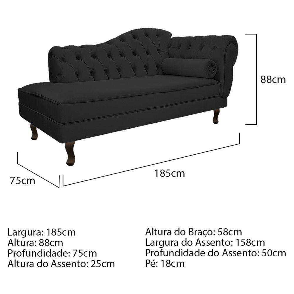 Kit Diva Recamier Diana 185Cm Lado Esquerdo E 02 Poltronas Julia Corano - Doce Sonho Móveis Preto - 5