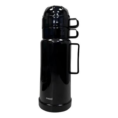 Conjunto de Garrafa Térmica Mood Tpc 1L com 2 Xícaras em PP e Ampola de Vidro com Isolamento Térmico