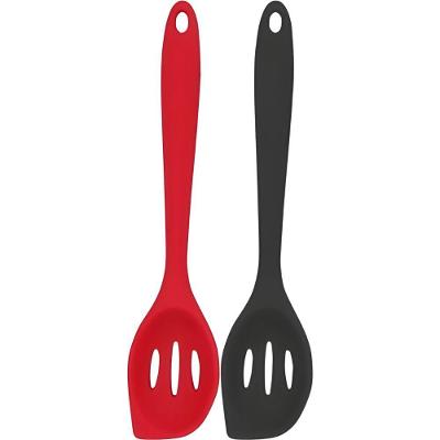 Colher Vazada de Silicone CK4416 com Furos para Escoamento e Ponta Espátula Preto Vermelho Clink