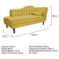 Kit Diva Recamier Diana 185Cm Lado Esquerdo E 02 Poltronas Julia Suede - Doce Sonho Móveis Amarelo - 5