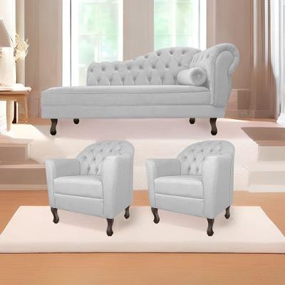 Kit Diva Recamier Diana 185Cm Lado Esquerdo E 02 Poltronas Julia Corano - Doce Sonho Móveis Branco