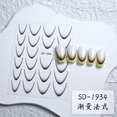 Adesivo de Unhas Tipo de Especificação 1934 Arte 3D Gradiente Azul Rosa Roxo Verde OEM