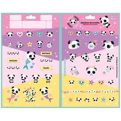 Cartela de Adesivo Decorado Tilibra Lovely Friend Completo Duplo g em Papel Autoadesivo 145MM X