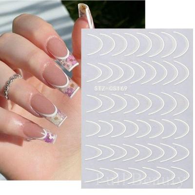 Adesivo de Unhas stz-c 3D Gradiente Linha Francesa Azul Rosa Roxo Verde OEM