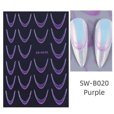 Adesivo de Unhas Sw-b0 para Arte Francesa com Efeito 3d Gradiente Azul Rosa Roxo Verde Oem