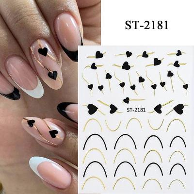 Adesivo de Unhas ST-21 para Arte 3D Gradiente Linha Francesa Azul Rosa Roxo Verde OEM