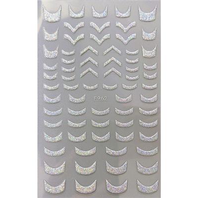 Adesivo de Unhas F962 para Arte 3D Gradiente em Francesinha Azul Rosa Roxo Verde OEM