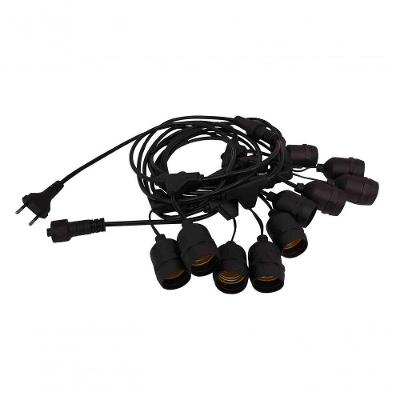 Cordão de Luz LED Cordão (Varal) LED E27 para 10 Lâmpadas IP65 Preto Ourolux