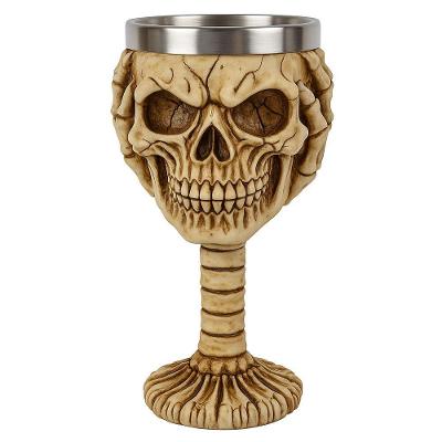 Taça Decorativa Cálice Caveira Não Ouço 180ML Interior em Aço Inox Marfim Negócio de Gênio