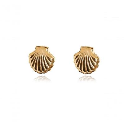 Brinco De Concha Banhado Em Ouro 18k [f027]