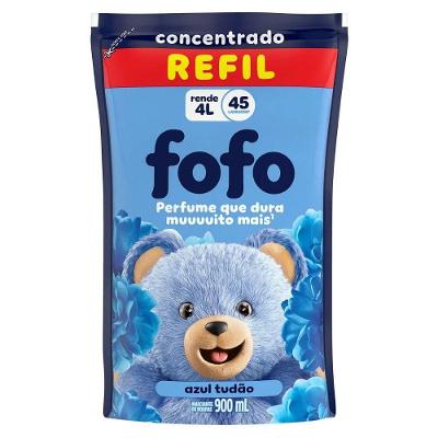 Amaciante de Roupa Líquido Concentrado Azul Tudão Azul 900ML Fofo